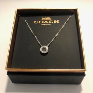 NEW COACH Open Circle Stone Necklace - Silver